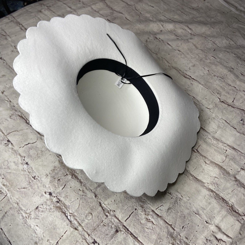 BP Nordstrom Scallop Wide Brim Felt Hat Ivory Off White Boho - Picture 2 of 6